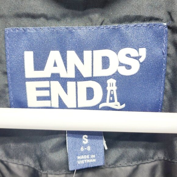 Womens Lands Black Down Puffer Coat  Faux Fur Hood Size S Warm Winter Outerwear - Picture 3 of 16